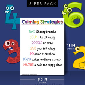 Calming Strategies Calm Down Corner Chart - Emotions Management Poster | 8.5" x 11" | 5 Pack