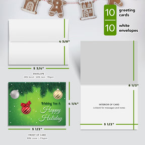 2023 Happy New Year - Tarjetas y sobres plegables de saludos navideños verdes, 25 tarjetas y 25 sobres por paquete - 4.25 x 5.5 pulgadas cuando están plegados