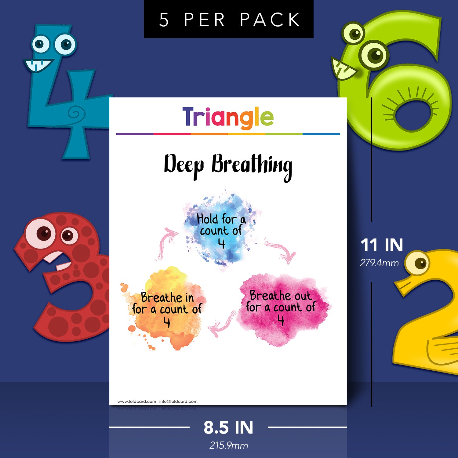 Triangle Deep Breathing Chart - Calming Corner Poster | 8.5" x 11" | 5 Pack