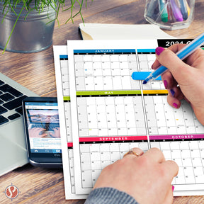 2024 Full Desk Calendar - 11 x 17” Large Size 2 Sided Vertical/Horizontal Reversible - Printed on Thick and Durable 80lb Cardstock (216 GSM) 2 per pck