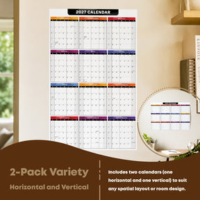 13x19" Big 2027 Calendar Label - Peel and Stick Wall Vinyl Sticker - 2 Pack