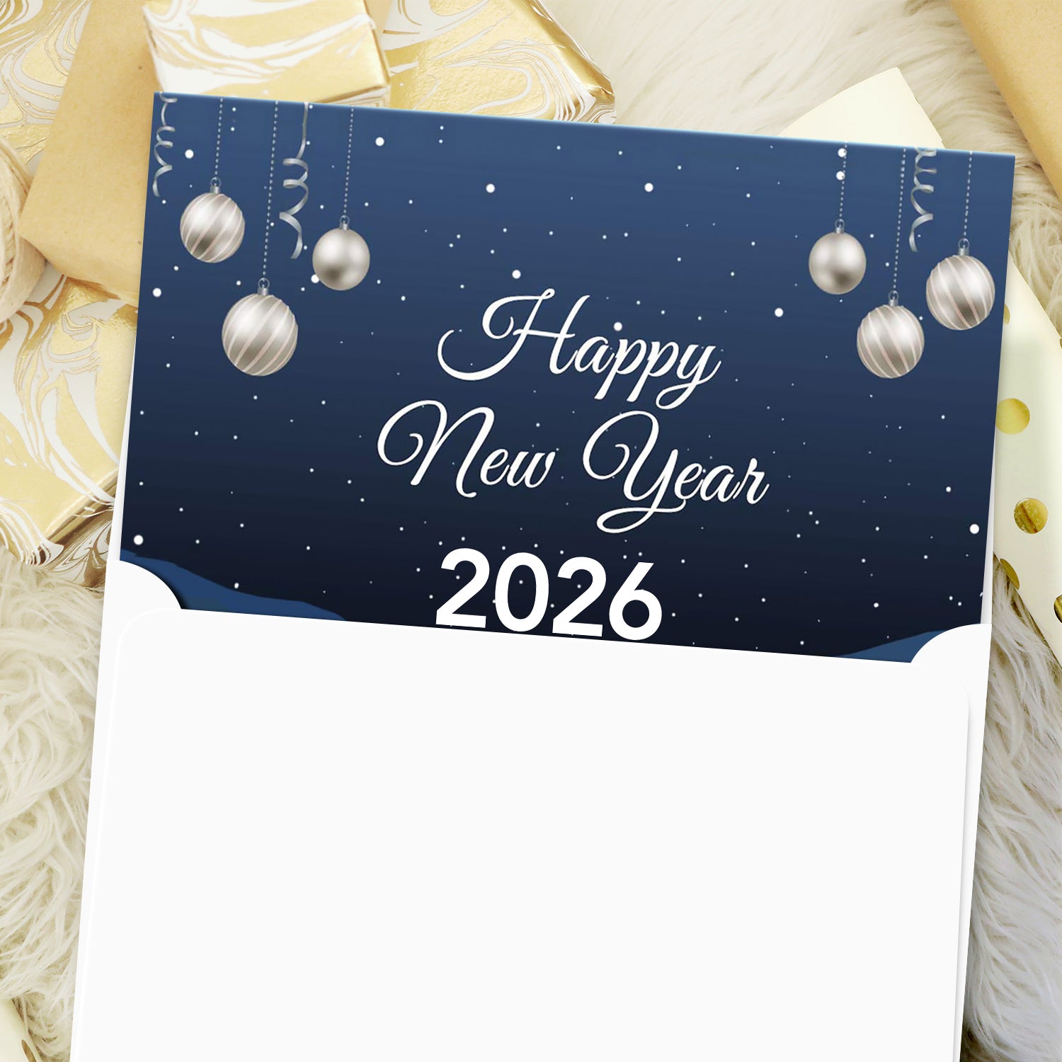 2023 Happy New Year - Blue Holiday Greetings 25 tarjetas y 25 sobres por paquete - 5 x 7" pulgadas cuando está plegado