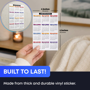 4x6" Compact 2027 Calendar Label - Peel and Stick Wall Vinyl Sticker - Easy to Remove - 2 Pack