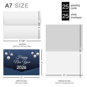 2023 Happy New Year - Blue Holiday Greetings 25 tarjetas y 25 sobres por paquete - 5 x 7" pulgadas cuando está plegado