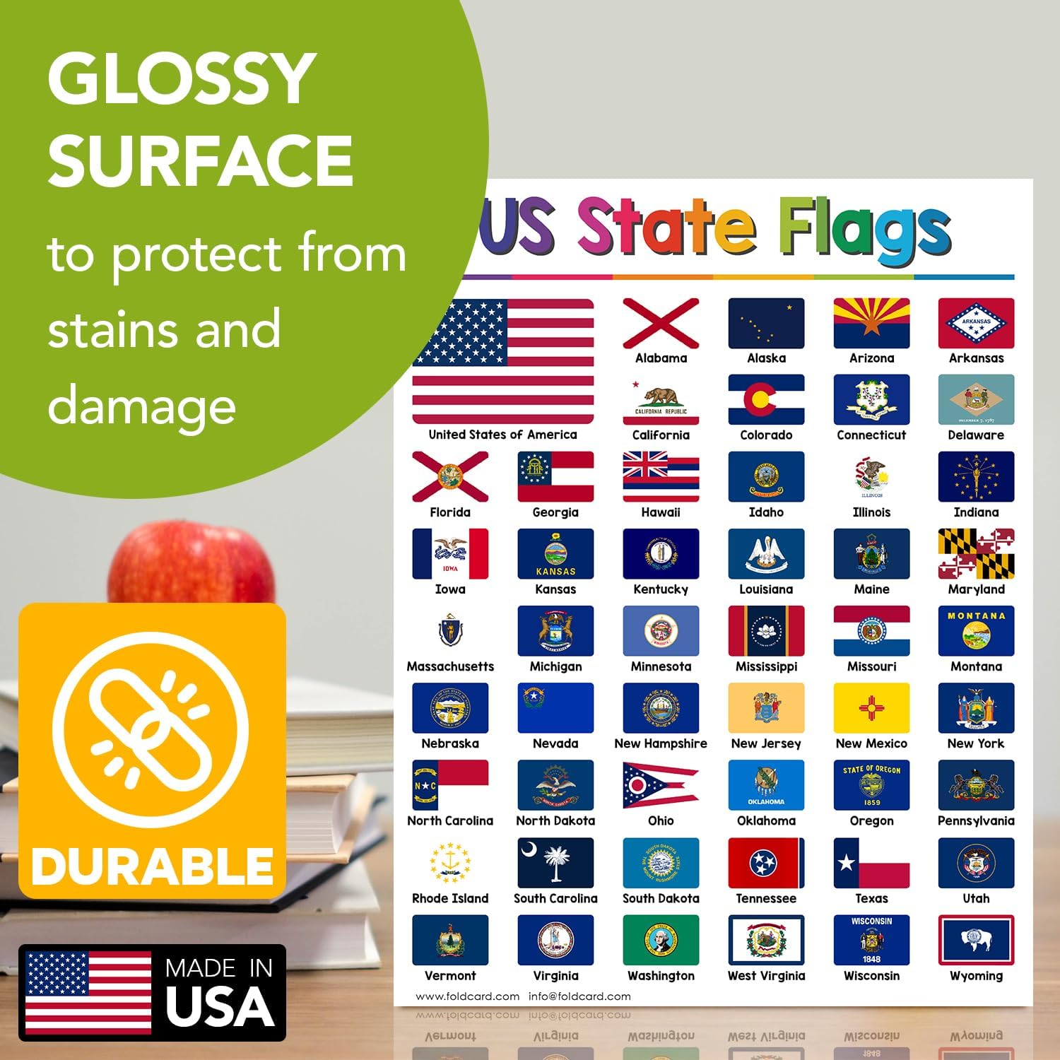 American USA Educational Poster for Preschool-Gradeschool | 8.5 x 11 | 5 Pack