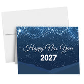 2023 Happy New Year - Blue Holiday Greetings 25 tarjetas y 25 sobres por paquete - 5 x 7" pulgadas cuando está plegado