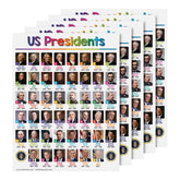 USA Presidents Chart for Preschool to Gradeschool Kids - Educational Learning Aid | 8.5" x 11" | 5 Pack
