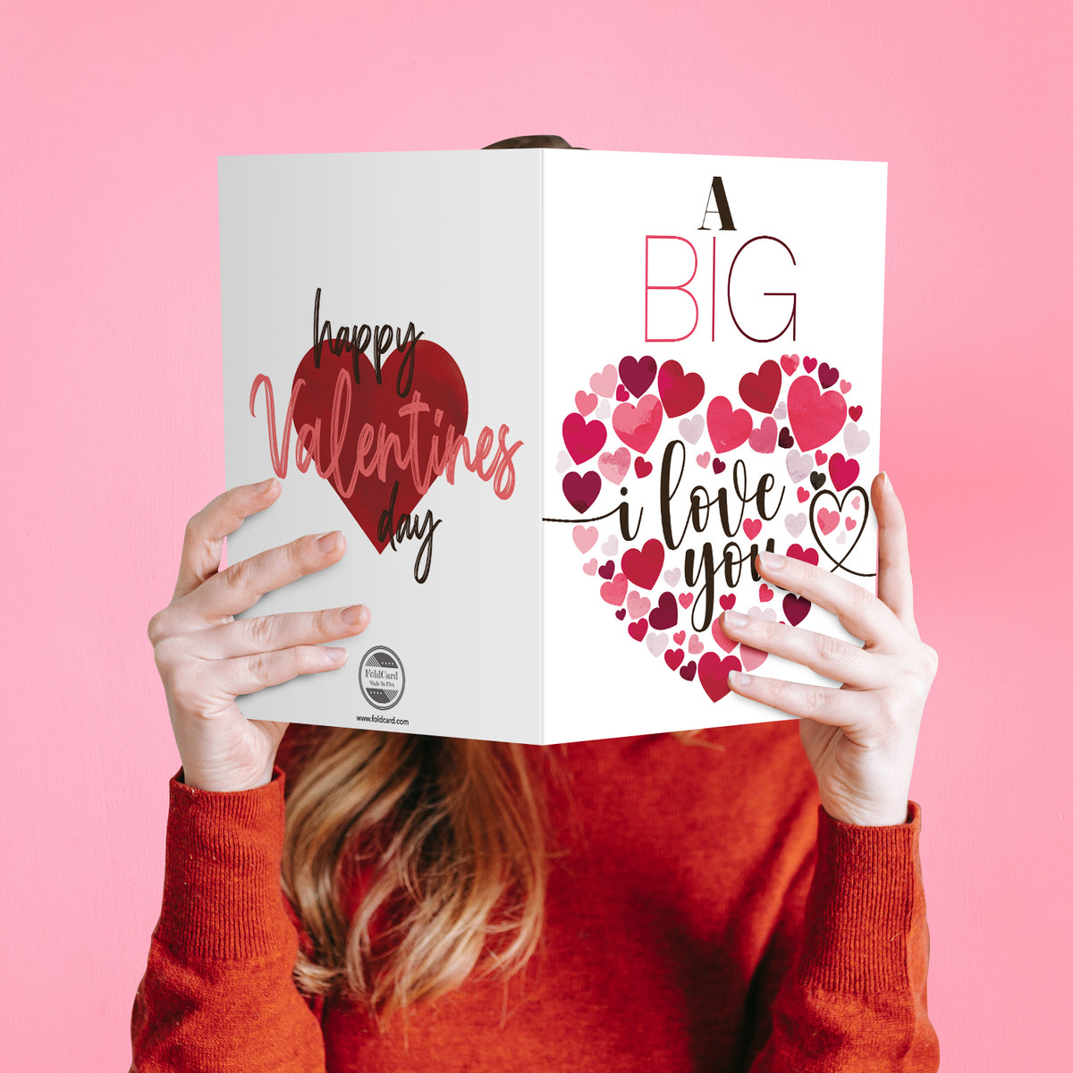 "A Big I Love You" Big Valentine's Day Greeting Cards and Envelopes – 8.5" x 11" Large Jumbo Size Valentines Card – 2 per Pack