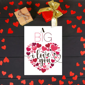 "A Big I Love You" Big Valentine's Day Greeting Cards and Envelopes – 8.5" x 11" Large Jumbo Size Valentines Card – 2 per Pack