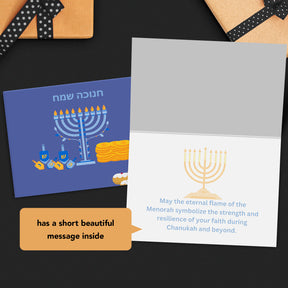 "Chanukah Sameach" Hanukkah Greeting Cards – Message Inside – Religious Jewish Holiday – 4.25 x 5.5" – 10 per Pack