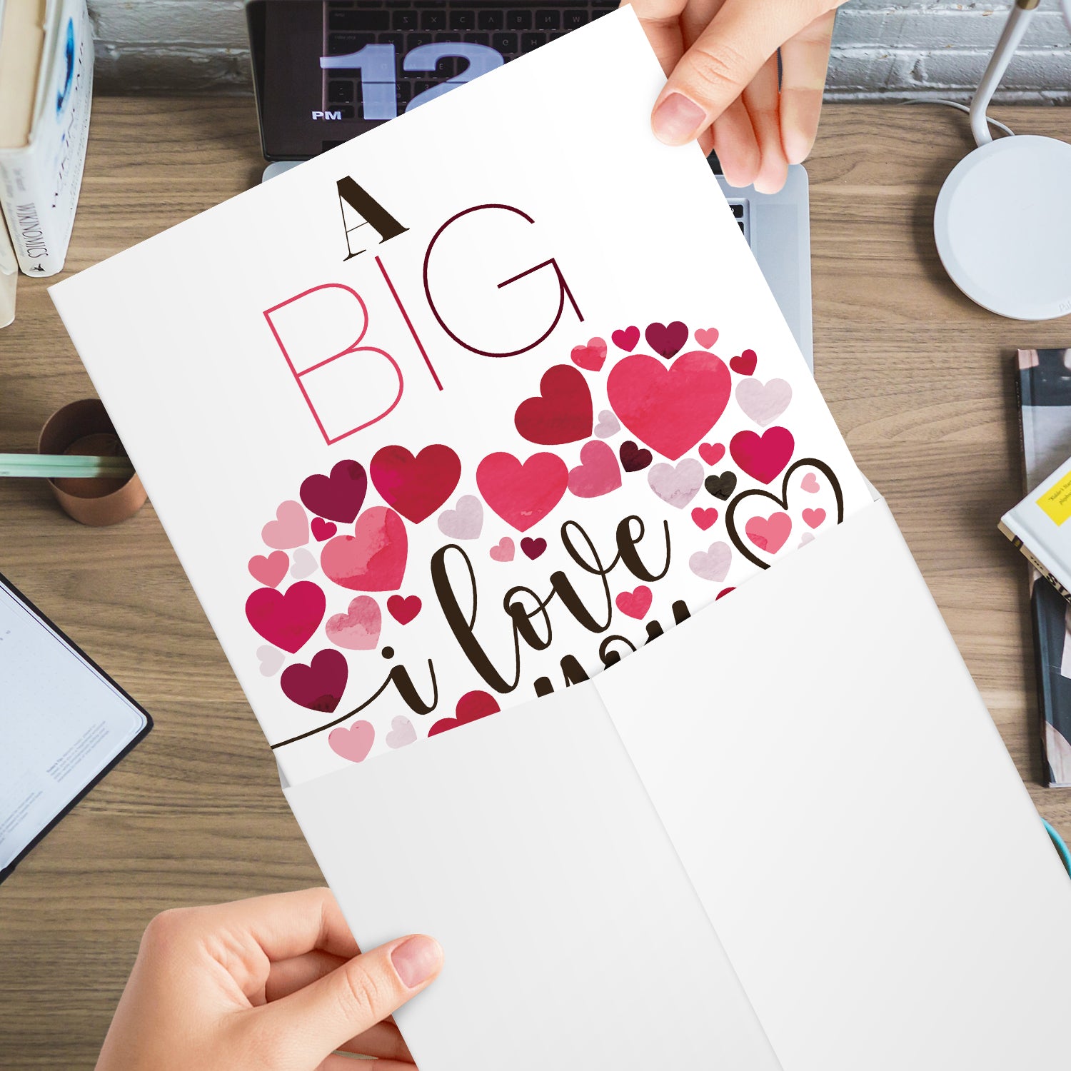 "A Big I Love You" Big Valentine's Day Greeting Cards and Envelopes – 8.5" x 11" Large Jumbo Size Valentines Card – 2 per Pack