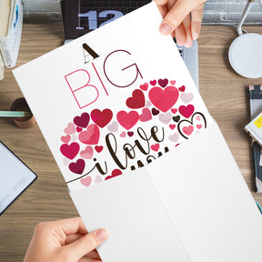 "A Big I Love You" Big Valentine's Day Greeting Cards and Envelopes – 8.5" x 11" Large Jumbo Size Valentines Card – 2 per Pack