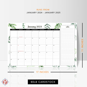 2024 Desk Year Calendar Desktop or Wall Planner, Tear-Off Pad for Easy Planning, Includes a Notes Section To Do's for the Year of 2024