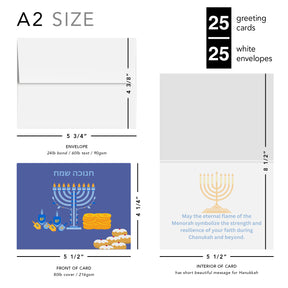 "Chanukah Sameach" Hanukkah Greeting Cards – Message Inside – Religious Jewish Holiday – 4.25 x 5.5" – 10 per Pack