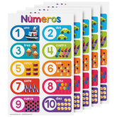 Spanish Numbers 1-10 Chart for Kids | Bright and Colorful Educational Poster | 11" x 17" | 5 Pack