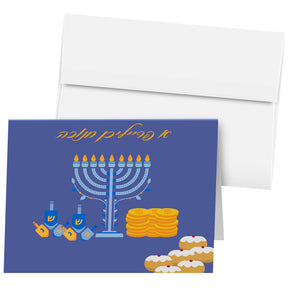 "A Freilichen Chanukah" Hanukkah Greeting Cards – Religious Jewish Holiday Chanukah Sameach – 4.25 x 5.5 – 10 per Pack