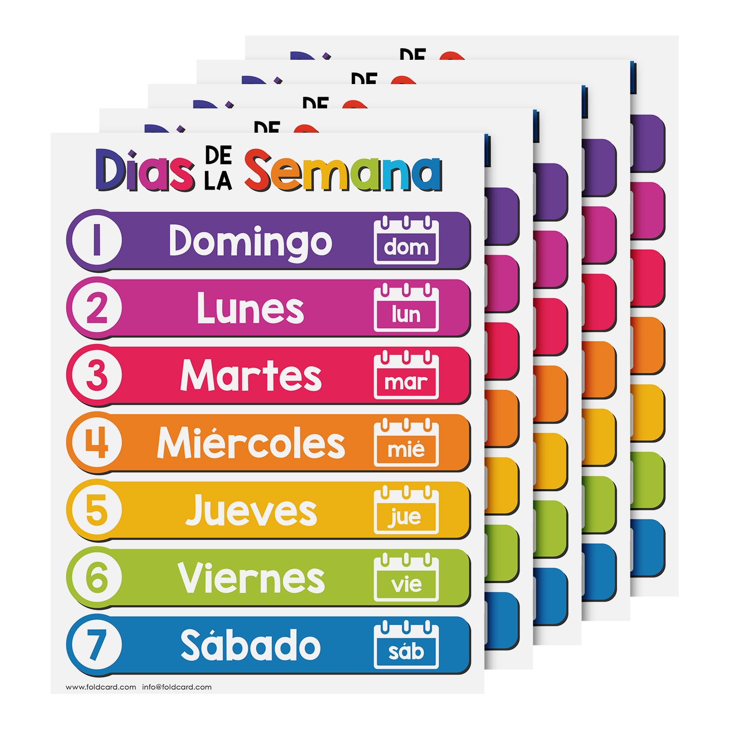 Spanish Bilingual Educational Poster for Preschool-Gradeschool | 8.5 x 11 | 5 Pack