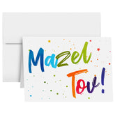 Mazel Tov Congratulations Greeting Cards and Envelopes – Bar and Bat Mitzvah, Weddings and Jewish Celebrations – 4.25" x 5.5" – 10 per Pack