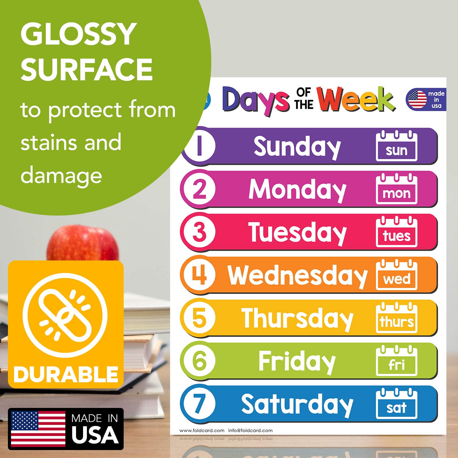 Week Counting Educational Days of the Week Chart for Kids | 8.5