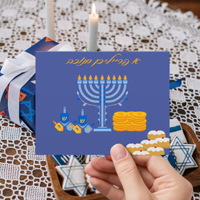 "A Freilichen Chanukah" Hanukkah Greeting Cards – Religious Jewish Holiday Chanukah Sameach – 4.25 x 5.5 – 10 per Pack