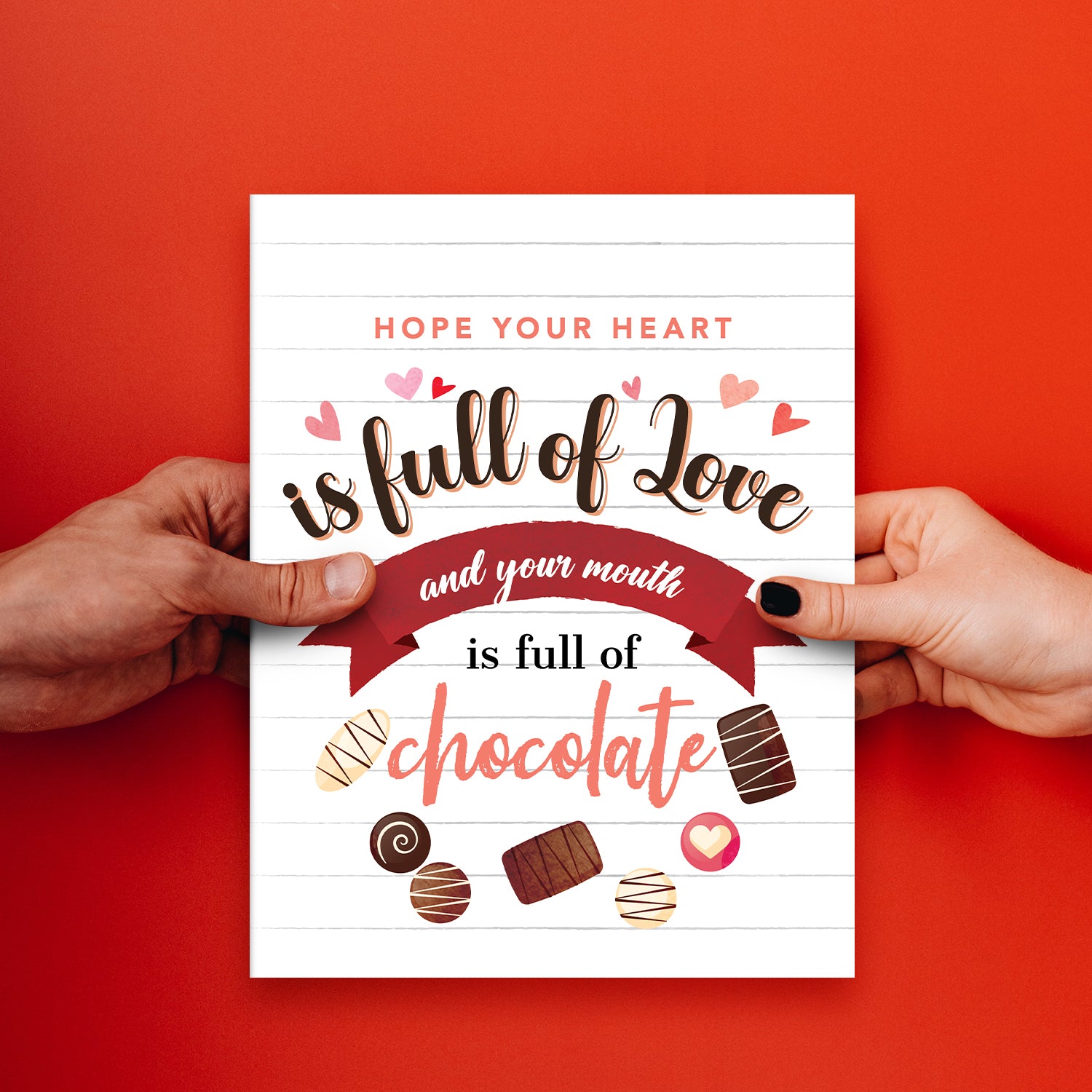 "Heart Full of Love" Big Valentine's Day Greeting Cards and Envelopes – 8.5" x 11" Large Jumbo Size Valentines Card – 2 per Pack