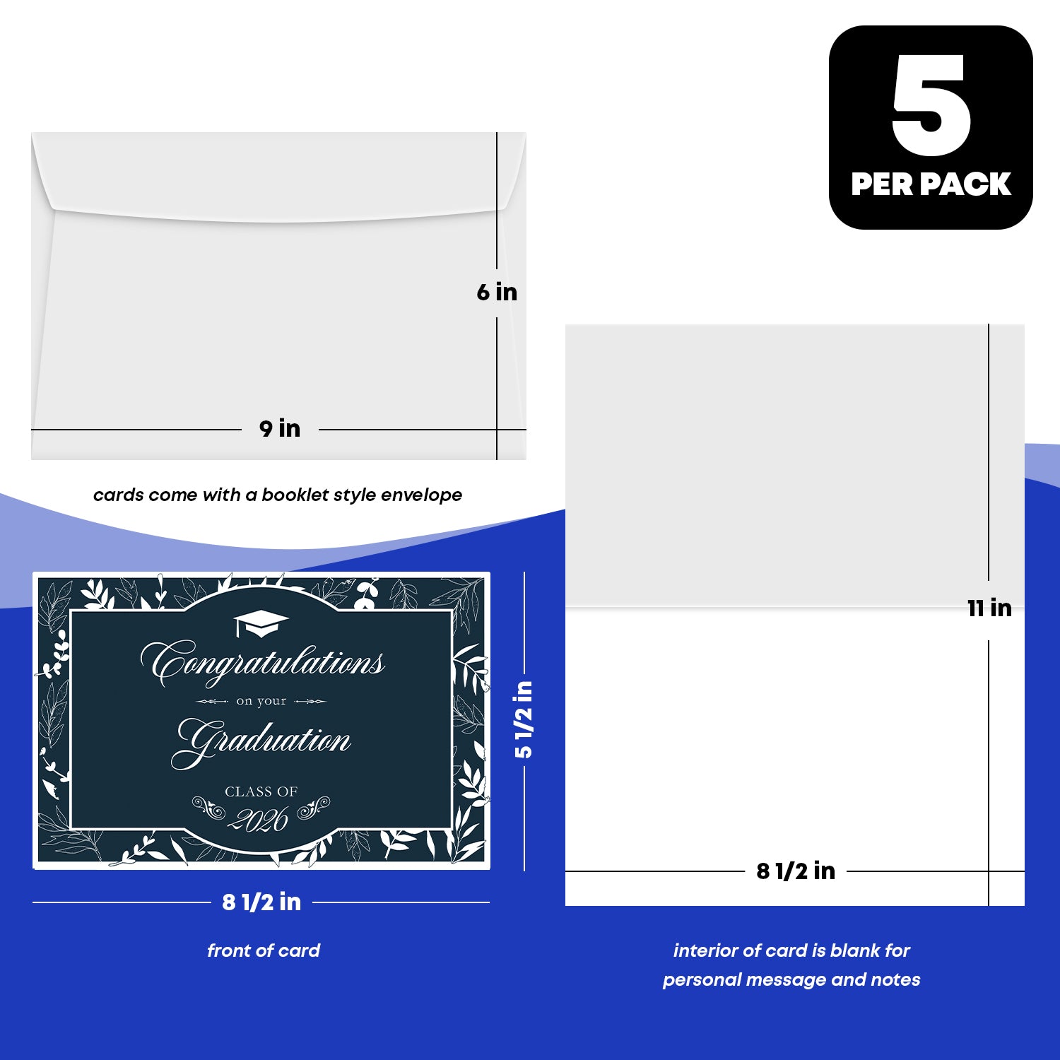 Congrats Graduation Cards - Class of 2026 (Pack of 5)