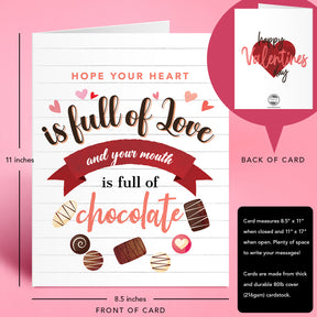 "Heart Full of Love" Big Valentine's Day Greeting Cards and Envelopes – 8.5" x 11" Large Jumbo Size Valentines Card – 2 per Pack