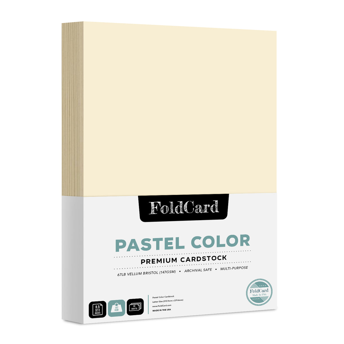 Premium Quality Pastel  Color Cardstock: 8.5 x 11 - 50 Sheets of 67lb Cover Weight