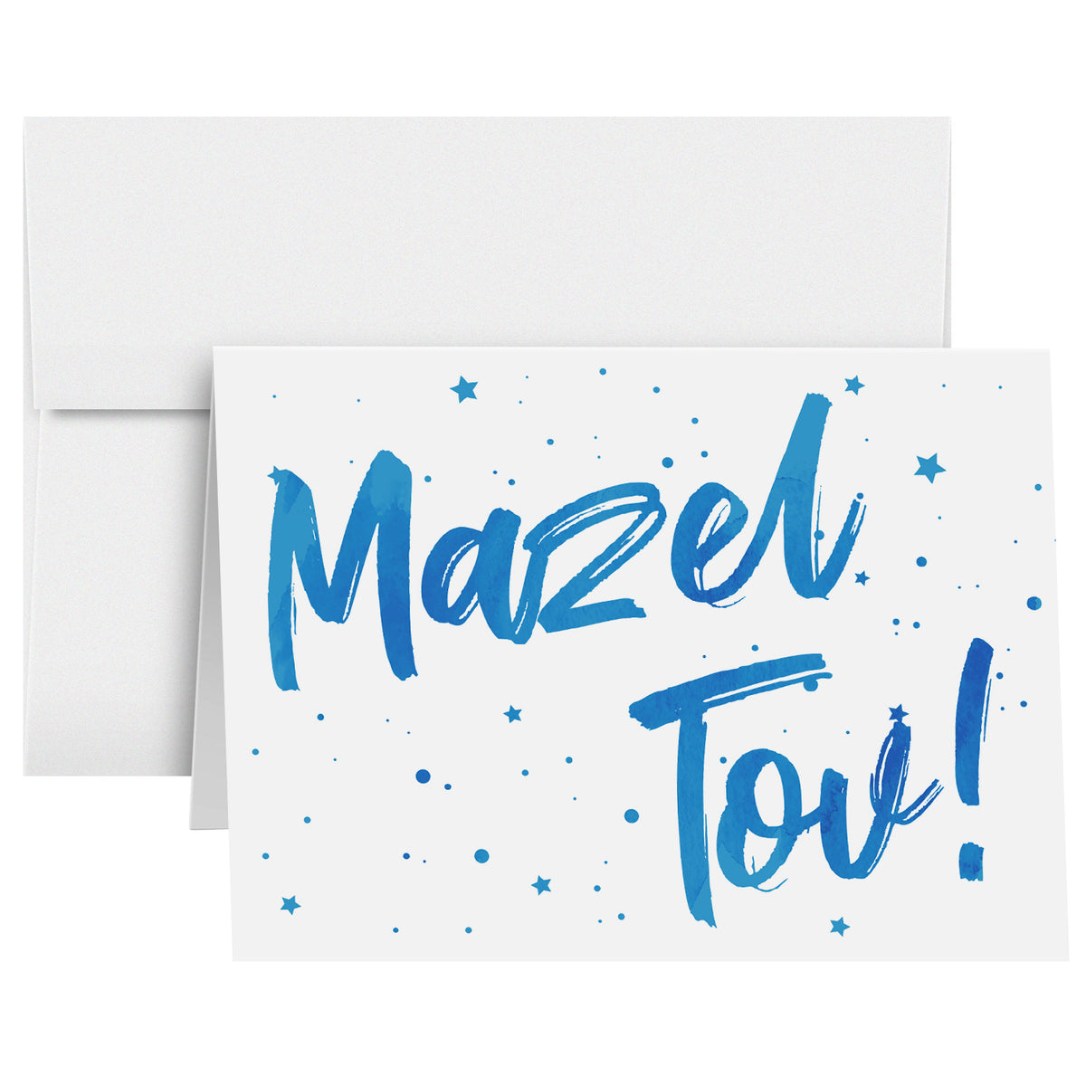 Mazel Tov Congratulations Greeting Cards and Envelopes – Bar and Bat Mitzvah, Weddings and Jewish Celebrations – 4.25" x 5.5" – 10 per Pack