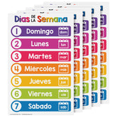 Spanish Days of the Week Educational Chart for Kids | 11" x 17" | 5-Pack