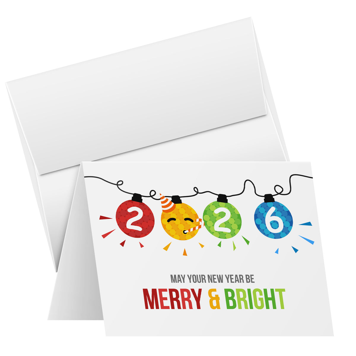 2026 Merry Christmas Happy New Year Holiday Greeting Cards 10 Per Pack - 4.25 x 5.5” (A2 Size)