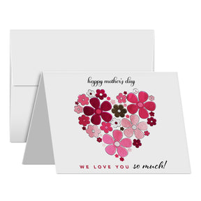 Happy Mother's Day, We Love You So Much! Thank You Greeting Cards and Envelopes for Mom, Wife | 4.25 x 5.5 | 10 per Pack