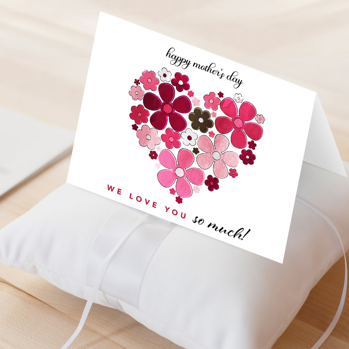 Happy Mother's Day, We Love You So Much! Thank You Greeting Cards and Envelopes for Mom, Wife | 4.25 x 5.5 | 10 per Pack