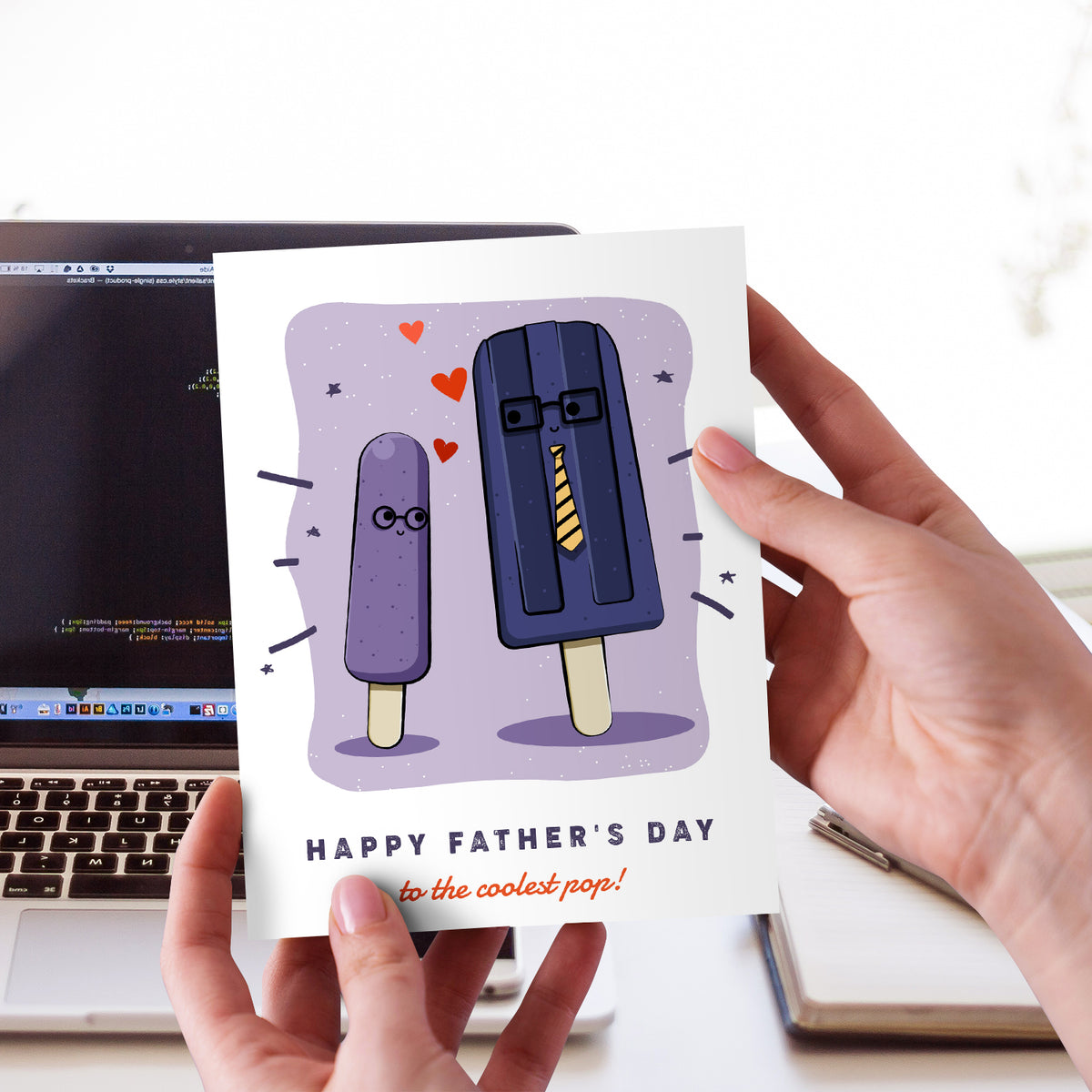 Happy Father's Day to the Coolest Pop! Greeting Cards and Envelopes for Dad, Stepdad | 4.25 x 5.5 | 10 per Pack