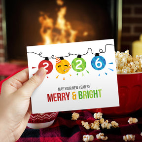 2026 Merry Christmas Happy New Year Holiday Greeting Cards 10 Per Pack - 4.25 x 5.5” (A2 Size)