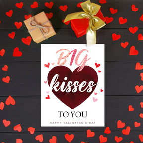 "Big Kisses To You" Big Valentine's Day Greeting Cards and Envelopes – 8.5" x 11" Large Jumbo Size Valentines Card – 2 per Pack