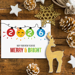 2026 Merry Christmas Happy New Year Holiday Greeting Cards 10 Per Pack - 4.25 x 5.5” (A2 Size)