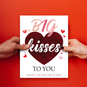 "Big Kisses To You" Big Valentine's Day Greeting Cards and Envelopes – 8.5" x 11" Large Jumbo Size Valentines Card – 2 per Pack