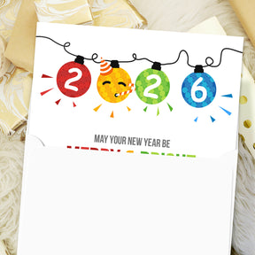 2026 Merry Christmas Happy New Year Holiday Greeting Cards 10 Per Pack - 4.25 x 5.5” (A2 Size)