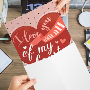 "I Love You with All of My Heart" Big Valentine's Day Greeting Cards and Envelopes – 8.5" x 11" Large Jumbo Size Valentines Card – 2 per Pack