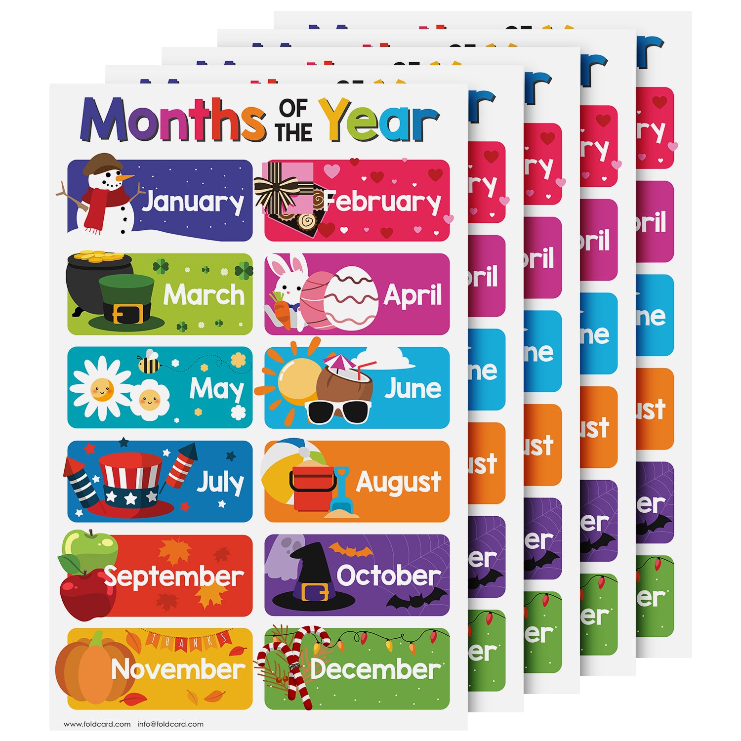 Educational Poster for Preschool-Gradeschool | 11 x 17 | 5 Pack