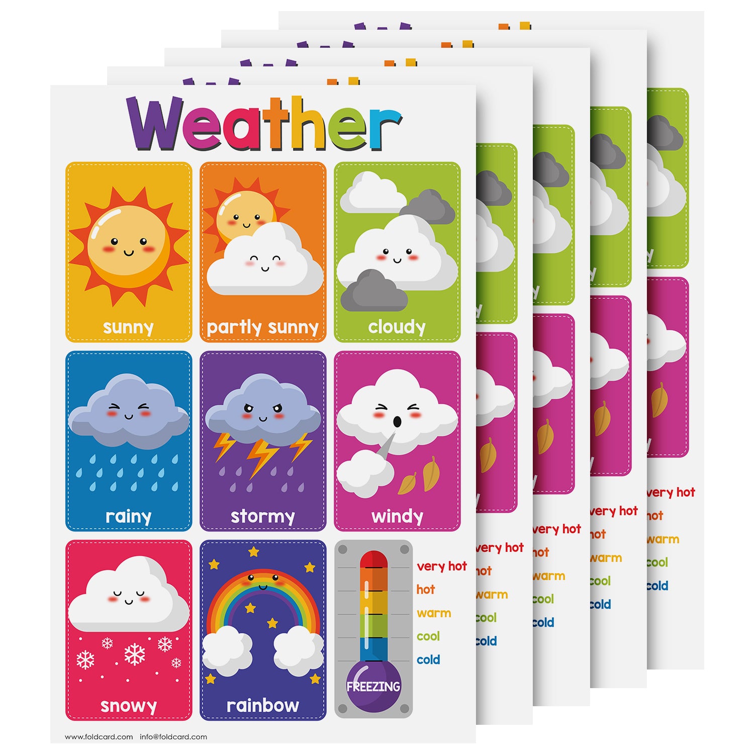 Bright Weather Chart | Preschool to Grade 1 | 11" x 17" | 5-Pack