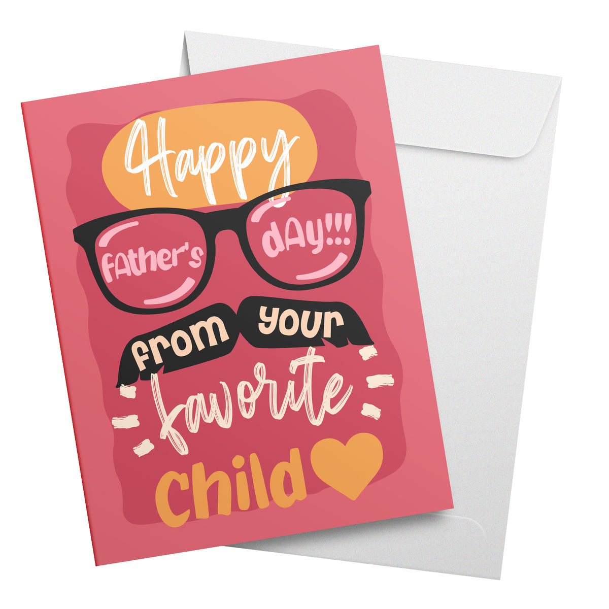 Happy Father's Day from Your Favorite Child Greeting Cards and Envelopes for Dad, Stepdad | 8.5 x 11 | 2 per Pack