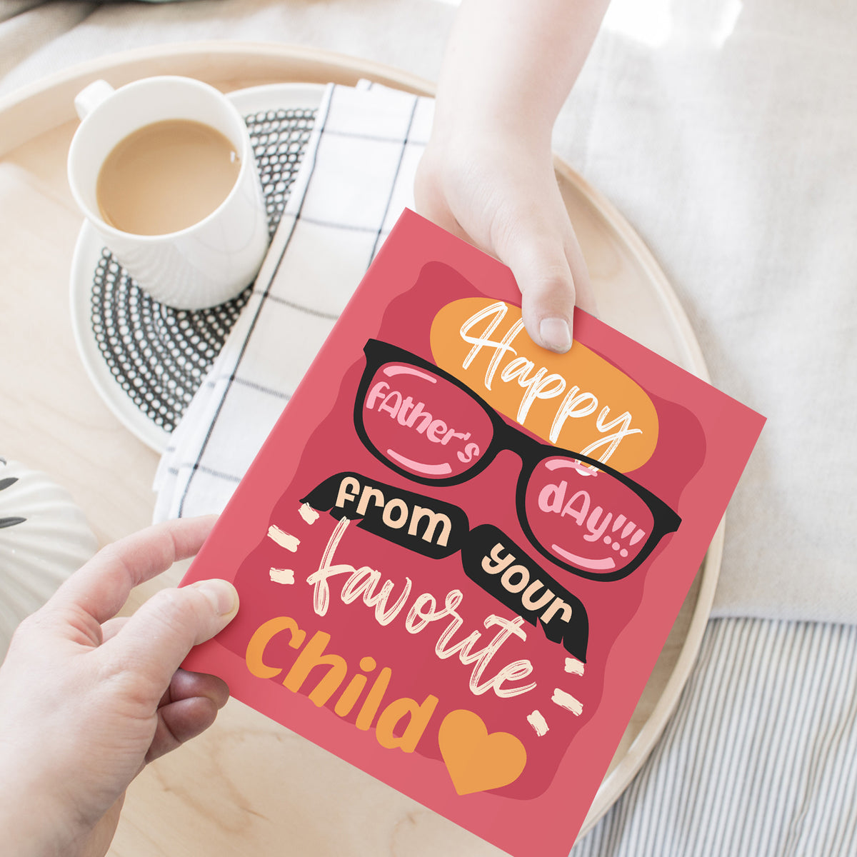 Happy Father's Day from Your Favorite Child Greeting Cards and Envelopes for Dad, Stepdad | 8.5 x 11 | 2 per Pack