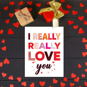 "I Really, Really Love You" Big Valentine's Day Greeting Cards and Envelopes – 8.5" x 11" Large Jumbo Size Valentines Card – 2 per Pack