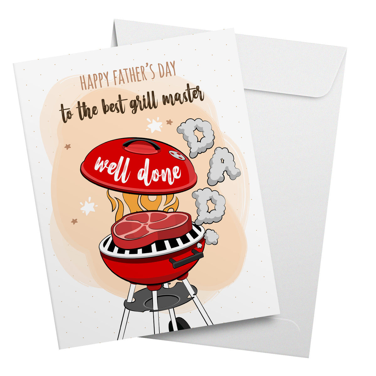 Happy Father's Day to the Best Grill Master Greeting Cards and Envelopes for Dad, Stepdad | 8.5 x 11 | 2 per Pack