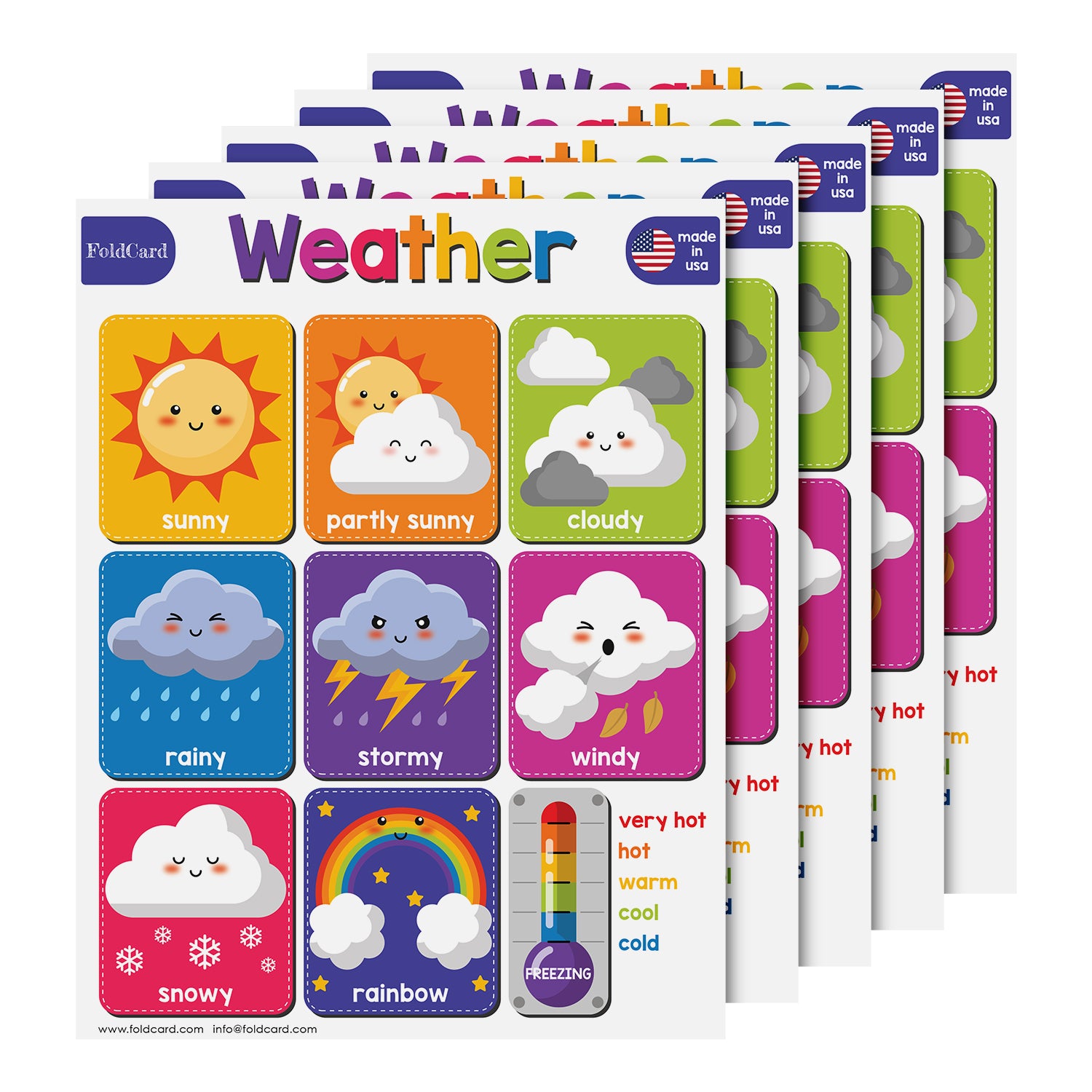 Bright Weather Chart | Preschool to Grade 1 | 8.5" x 11" | 5-Pack