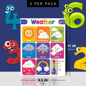 Bright Weather Chart | Preschool to Grade 1 | 8.5" x 11" | 5-Pack