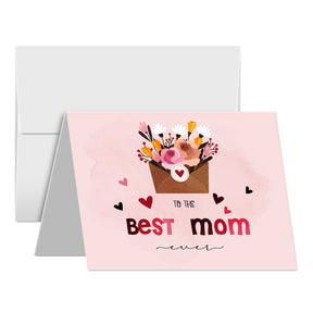 To the Best Mom Ever – Happy Mother's Day Appreciation Thank You Greeting Cards and Envelopes for Mom, Wife | 4.25 x 5.5 | 10 per Pack