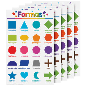 Spanish Shapes Chart for Kids | Educational Visual Learning Aid | 11" x 17" | 5 Pack